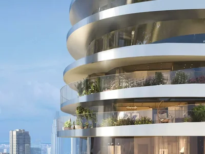 Residential complex Canal Crown — residential complex by DAMAC with swimming pools, aqua fitness equipment and observation deck in Business Bay, Dubai