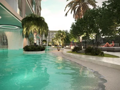 Residential complex New residence Peace Lagoons with swimming pools, a water park and a spa center, Al Wadi, Dubai, UAE