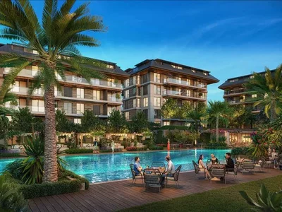 Zespół mieszkaniowy New residence with swimming pools and a shopping mall at 750 meters from the beach, Oba, Turkey