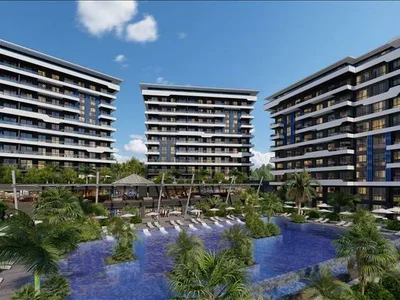 Zespół mieszkaniowy New residence with swimming pools, an aquapark and a private beach at 580 meters from the sea, Alanya, Turkey