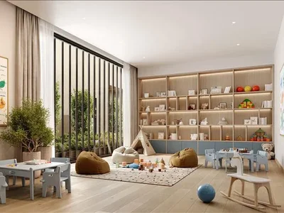 Wohnanlage New Odessa Residence with a swimming pool, tennis courts and lounge areas 5 minutes away from the park, Town Square, Dubai, UAE