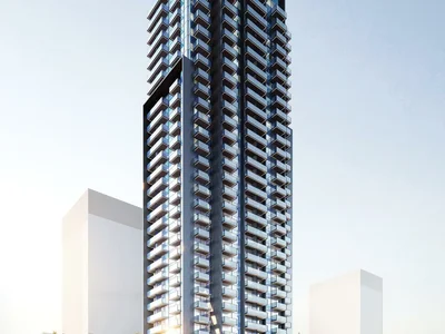Residential complex New high-rise residence Lilium Tower with a swimming pool in the prestigious area of JVT, Dubai, UAE