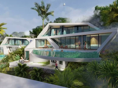 Zespół mieszkaniowy New residential complex of villas with swimming pools and sea views, 8 minutes drive to Bo Phut beach, Samui, Thailand