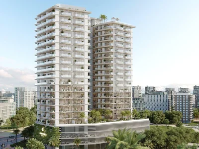 Zespół mieszkaniowy New complex of furnished apartments Cove Grand with swimming pools, lounge areas and mini golf, Dubailand, Dubai, UAE