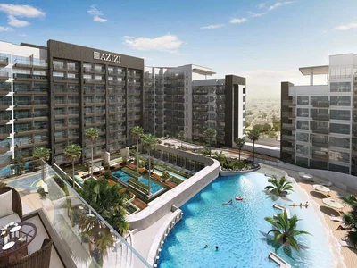 Residential complex New residence Beach Oasis 2 with a swimming pool and a manmade beach, Dubai Studio City, Dubai, UAE
