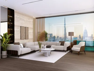 Zespół mieszkaniowy New high-rise residence One by Binghatti with swimming pools and a tennis court in the central area of Business Bay, Dubai, UAE