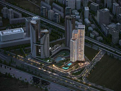 Residential complex New high-rise residence with swimming pools and green areas at 720 meters from the sea, Izmir, Turkey