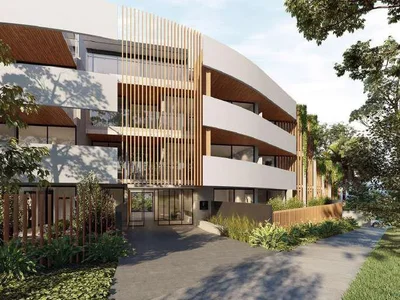 Zespół mieszkaniowy New residential complex of villas and apartments on the ocean shore in Nusa Dui, Bali, Indonesia