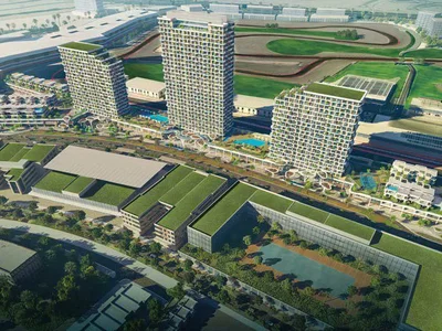 Residential complex New Takaya Residence with swimming pools and a so-working area near the autodrome, Motor City, Dubai, UAE