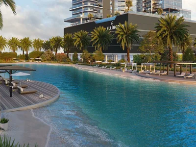 Wohnanlage New high-rise residence Claydon House with three swimming pools, a lagoon and a promenade, Nad Al Sheba 1, Dubai, UAE