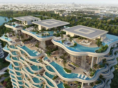 Complexe résidentiel New luxury residence Casa Canal with a swimming pool, a spa center and around-the-clock security, Safa Park, Dubai, UAE