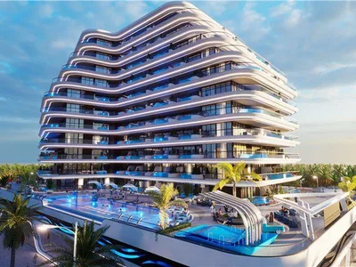 Zespół mieszkaniowy New residence Samana Portofino with swimming pools and a lounge area, Dubai Production City, Dubai, UAE