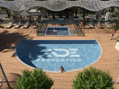 Wohnanlage New Deansgate residence with a swimming pool and lounge areas close to parks, Majan, Dubai, UAE