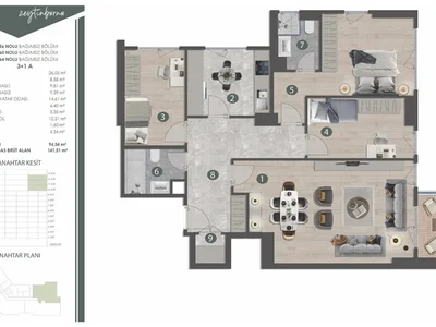 Complexe résidentiel Luxurious 3+1 apartment in Zeytinburnu area with sea view.