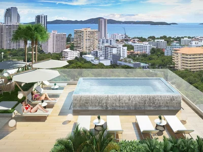 Complexe résidentiel New residential complex with a rooftop pool and sea views in Pattaya, Chonburi, Thailand