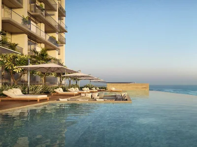 Residential complex New beachfront residence Anwa Aria with a swimming pool and a panoramic view close to Jumeirah Beach, Maritime City, Dubai, UAE