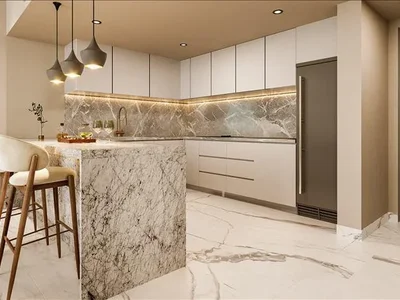 Complexe résidentiel New Milos Residence with a swimming pool and a fitness center, Dubai Land, Dubai, UAE