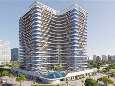 Zespół mieszkaniowy New residence Skyros with a swimming pool and a lounge in a prestigious area of Arjan, Dubai, UAE