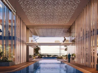 Complejo residencial New waterfront residence Cotier House with two swimming pools and gardens close to Burj Khalifa, Dubai Islands, Dubai, UAE
