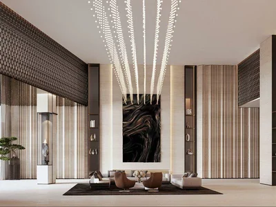 Zespół mieszkaniowy New high-rise residence One by Binghatti with swimming pools and a tennis court in the central area of Business Bay, Dubai, UAE