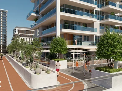 Wohnanlage New Deansgate residence with a swimming pool and lounge areas close to parks, Majan, Dubai, UAE