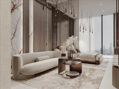 Wohnanlage New Laya Courtyard Residence with swimming pool and a roof-top lounge area close to the golf club, Dubai Studio City, Dubai, UAE
