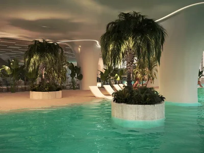 Residential complex New residence Peace Lagoons with swimming pools, a water park and a spa center, Al Wadi, Dubai, UAE
