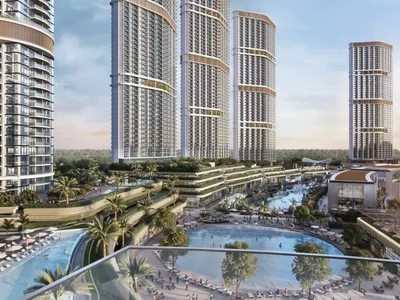 Residential complex New high-rise residence Skyscape Avenue with a swimming pool and gyms close to golf courses, Nad Al Sheba 1, Dubai, UAE