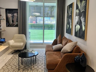Zespół mieszkaniowy New complex of furnished apartments Maimoon Gardens with a swimming pool, a waterfall and sports grounds, JVC, Dubai, UAE