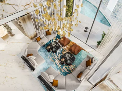 Complexe résidentiel New high-rise Sapphire Residence with swimming pools, a spa center and a co-working area near the canal and a highway, Al Safa, Dubai, UAE