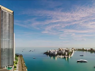 Wohnanlage Luxury high-rise residence Nautica with a swimming pool and a marina, Dubai Maritime city, Dubai, UAE