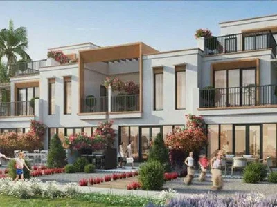 Wohnanlage New residence Mykonos with a beach and lounge areas, Damac Lagoons, Dubai, UAE