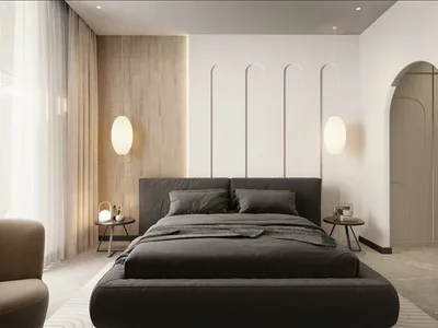 Residential complex New residence Samana Portofino with swimming pools and a lounge area, Dubai Production City, Dubai, UAE
