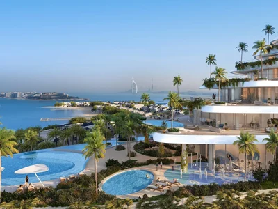 Zespół mieszkaniowy Como Residences — tall residential complex by Nakheel with artificial lakes and sandy beach in Palm Jumeirah, Dubai