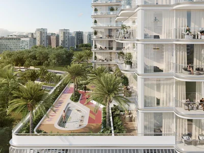 Residential complex New complex of furnished apartments Cove Grand with swimming pools, lounge areas and mini golf, Dubai Land Residence Complex, UAE
