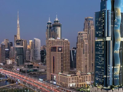Residential complex Al Habtoor Tower — high-rise residence by Al Habtoor Group with a swimming pool and a lounge area in Business Bay, Dubai