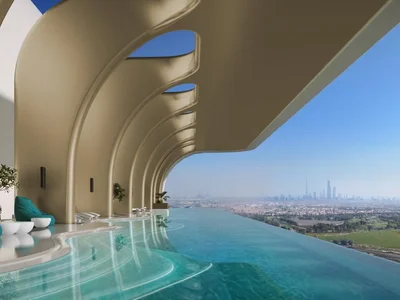 Residential complex New VELOS Residence with a swimming pool, a co-working space and fitness areas close to highways, Motor City, Dubai, UAE