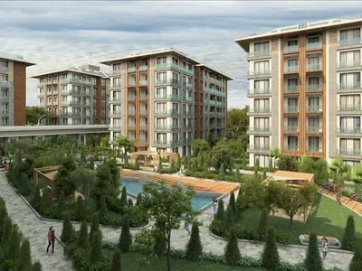 Zespół mieszkaniowy New residence with a swimming pool, green areas and a spa area near a highway, Istanbul, Turkey