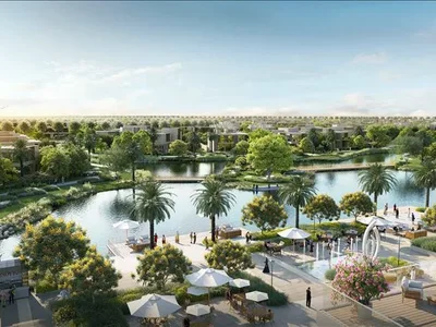 Zespół mieszkaniowy New complex of villas The Acres 2 and parks and gardens, lagoons and lakes, Dubailand, Dubai, UAE