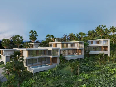 Complexe résidentiel New villas with pools in a residential complex with a natural waterfall, Lamai, Samui, Thailand