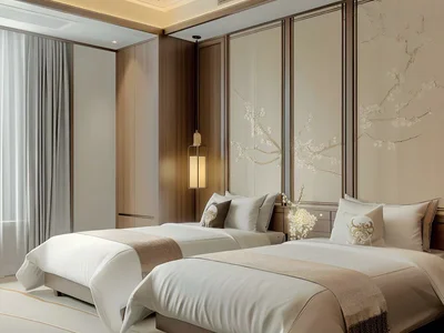Wohnanlage New high-rise Sky Tower Residence with a pool, a garden and a restaurant close to the canal, in the central area of Business Bay, Dubai, UAE