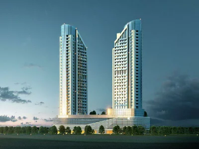 Residential complex High-rise residence Cloud Tower with swimming pools and sports grounds in the city center, JVT, Dubai, UAE