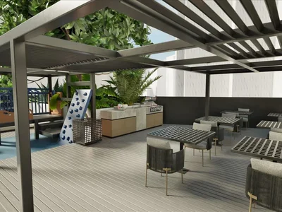 Complexe résidentiel New Esplora Residence with a swimming pool, green and lounge areas, JVC, Dubai, UAE