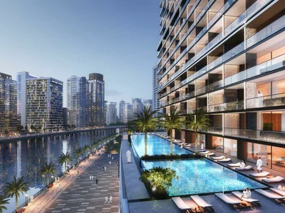 Zespół mieszkaniowy Futuristic residential complex with views of the waterfront, the Dubai Canal and the Burj Khalifa, Business Bay, Dubai, UAE
