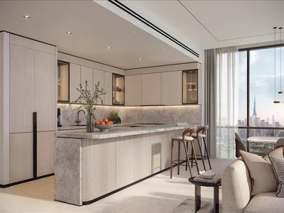 Residential complex New high-rise Atelis project with pools, co-working areas and direct access to the promenade in Dubai Design District, in the heart of Dubai