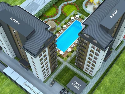 Residential complex Residential complex with a swimming pool close to the beaches and the city center of Antalya, Turkey
