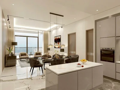 Wohnanlage New high-rise residence Seahaven Tower C with a swimming pool and a lounge area, Nad Al Sheba 1, Dubai, UAE