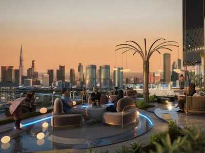 Zespół mieszkaniowy New residence Empire Lakeviews Liwan with swimming pools, a mini golf course and a co-working area in the vibrant area of Liwan, Dubai, UAE