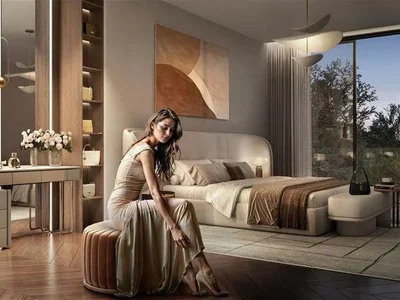 Complexe résidentiel New large complex Ghaf Woods (Capria) with swimming pools, restaurants and a forest area, Ghaf Woods, Dubai, UAE