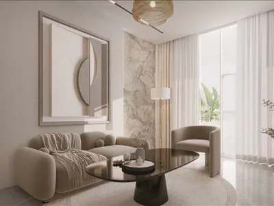 Residential complex New residence Samana Portofino with swimming pools and a lounge area, Dubai Production City, Dubai, UAE
